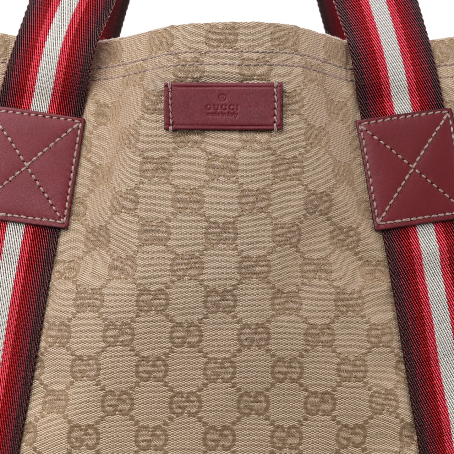 GG Monogram Medium Web Handle Vertical Tote Red