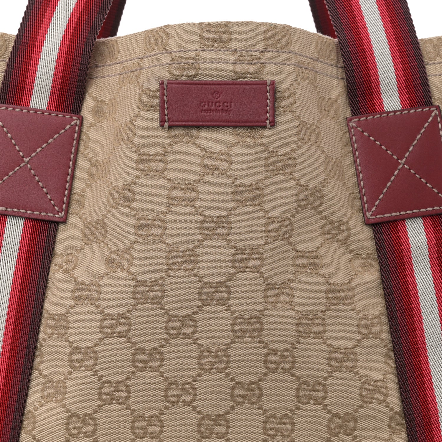 Gucci GG Monogram Medium Web Handle Vertical Tote Red 8 of 10
