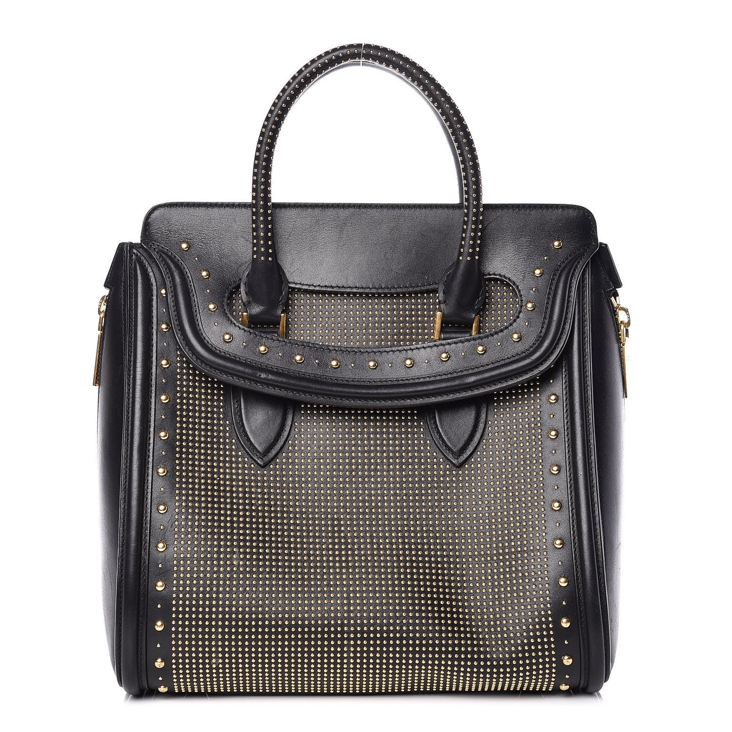 Calfskin Studded Large Heroine Black