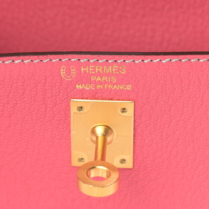 Hermes Chevre Mysore Horseshoe Kelly Sellier 25 Rose Lipstick Gris Perle 6 of 10