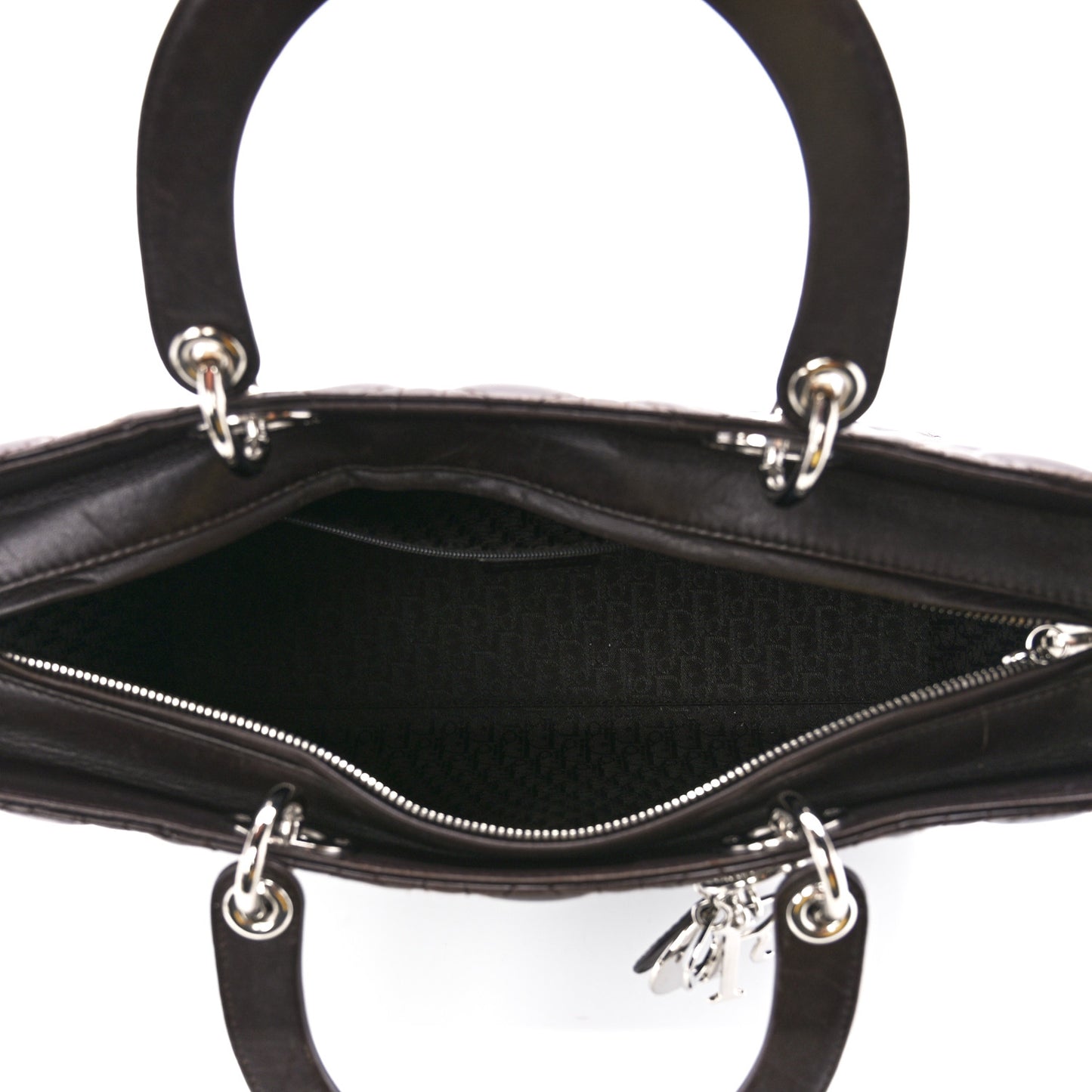 Lambskin Cannage Large Lady Dior Dark Brown