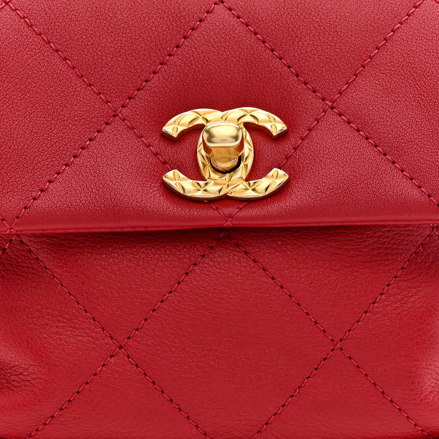 Calfskin Quilted Small Charms Backpack Red