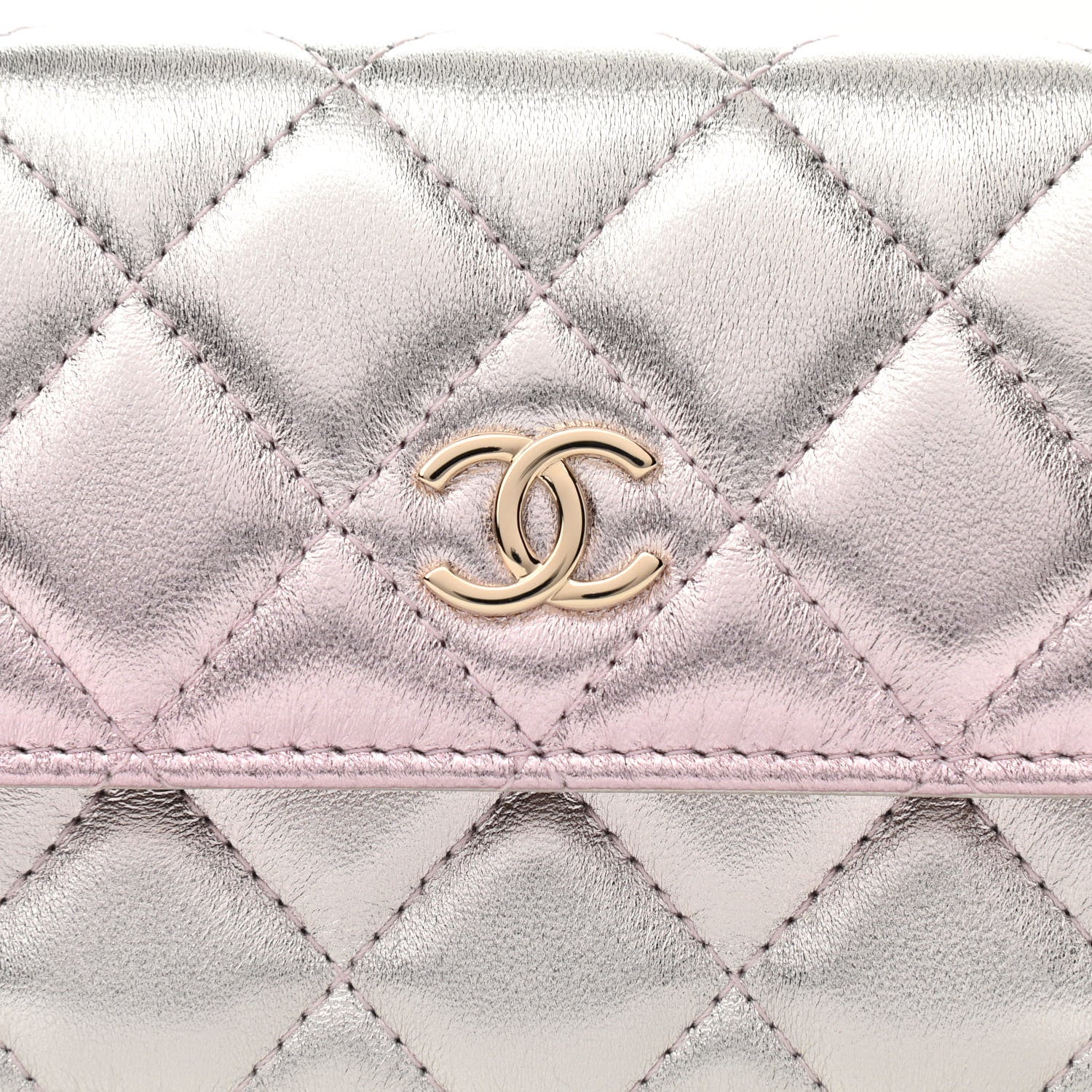Chanel Gradient Metallic Lambskin Quilted Flap Chain Belt Bag Gold Pink 9 of 13