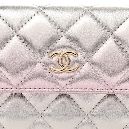 Chanel Gradient Metallic Lambskin Quilted Flap Chain Belt Bag Gold Pink 9 of 13