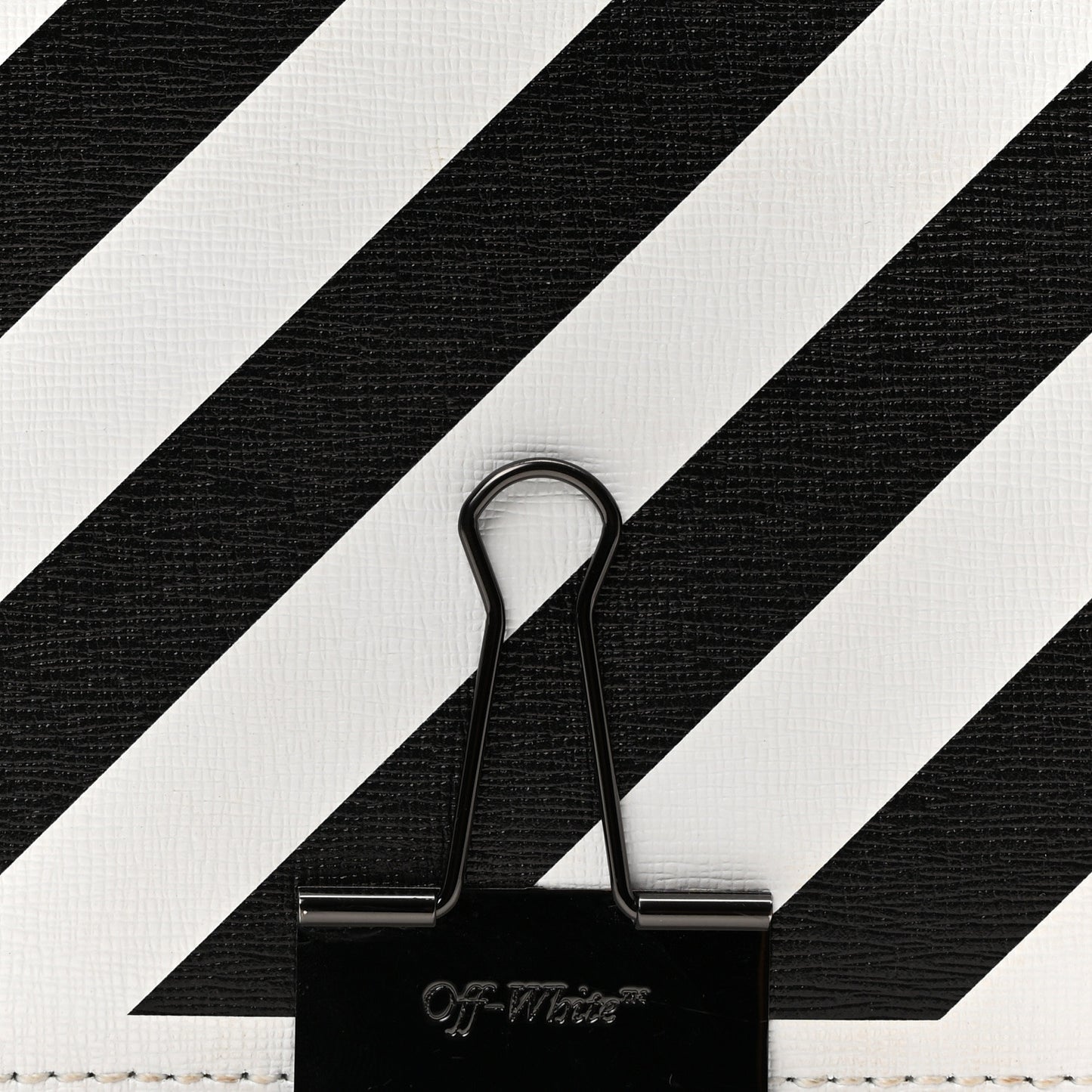 Saffiano Striped Mini Diag Binder Clip Bag White Black