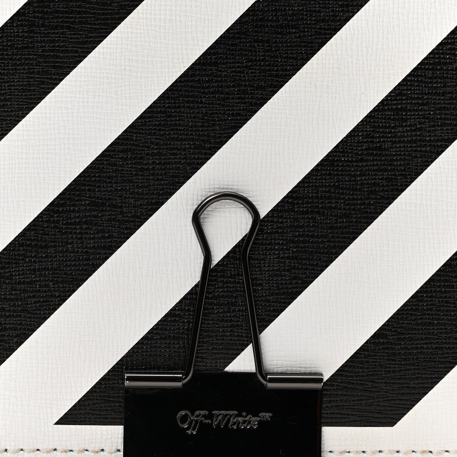 Off-White Saffiano Striped Mini Diag Binder Clip Bag White Black 8 of 10