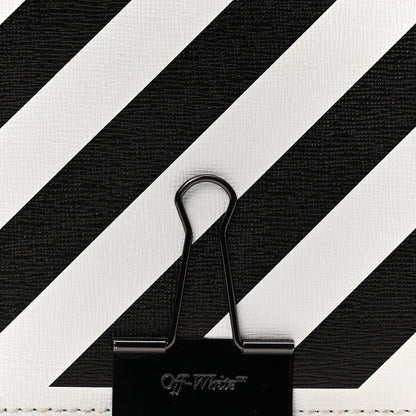Off-White Saffiano Striped Mini Diag Binder Clip Bag White Black 8 of 10