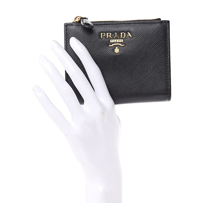 Prada Saffiano Metal Compact Wallet Black 2 of 8