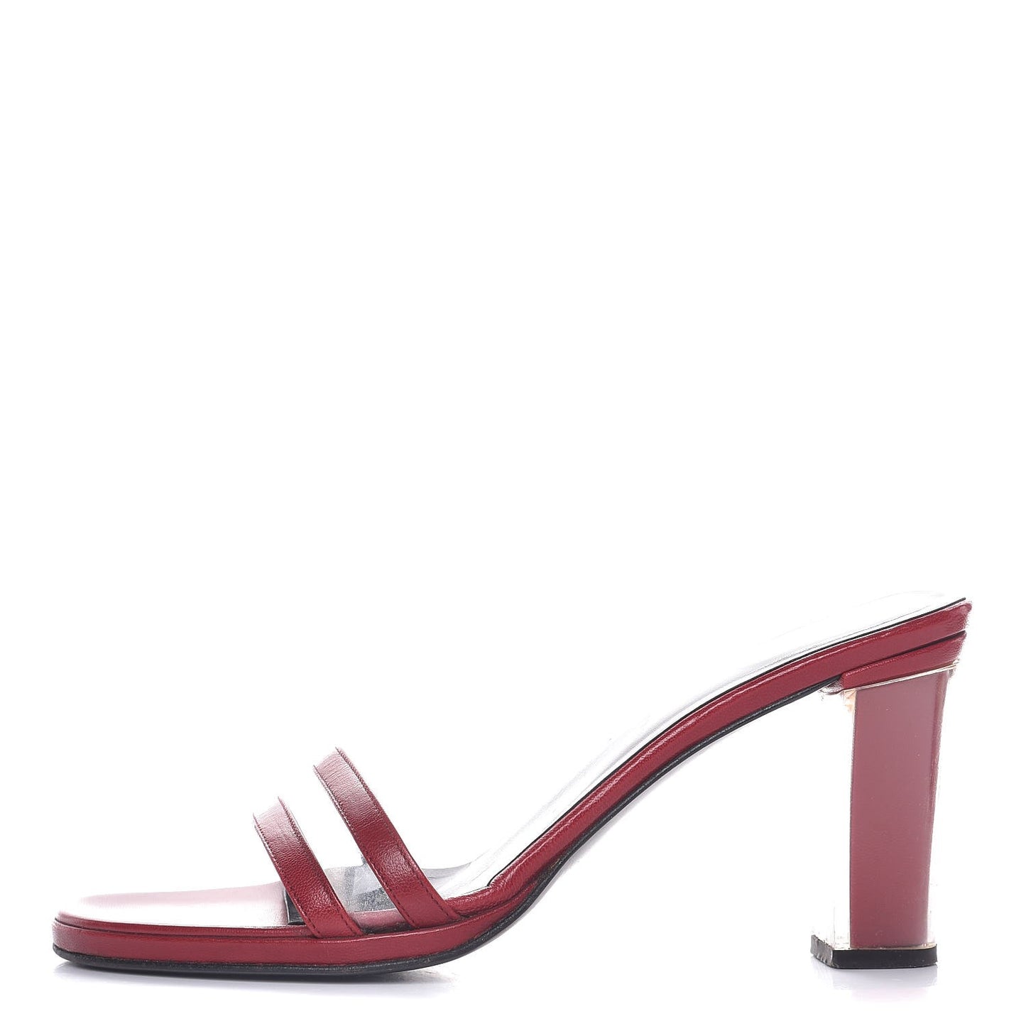 Calfskin PVC Mid Heel Slide Sandals 9 Red