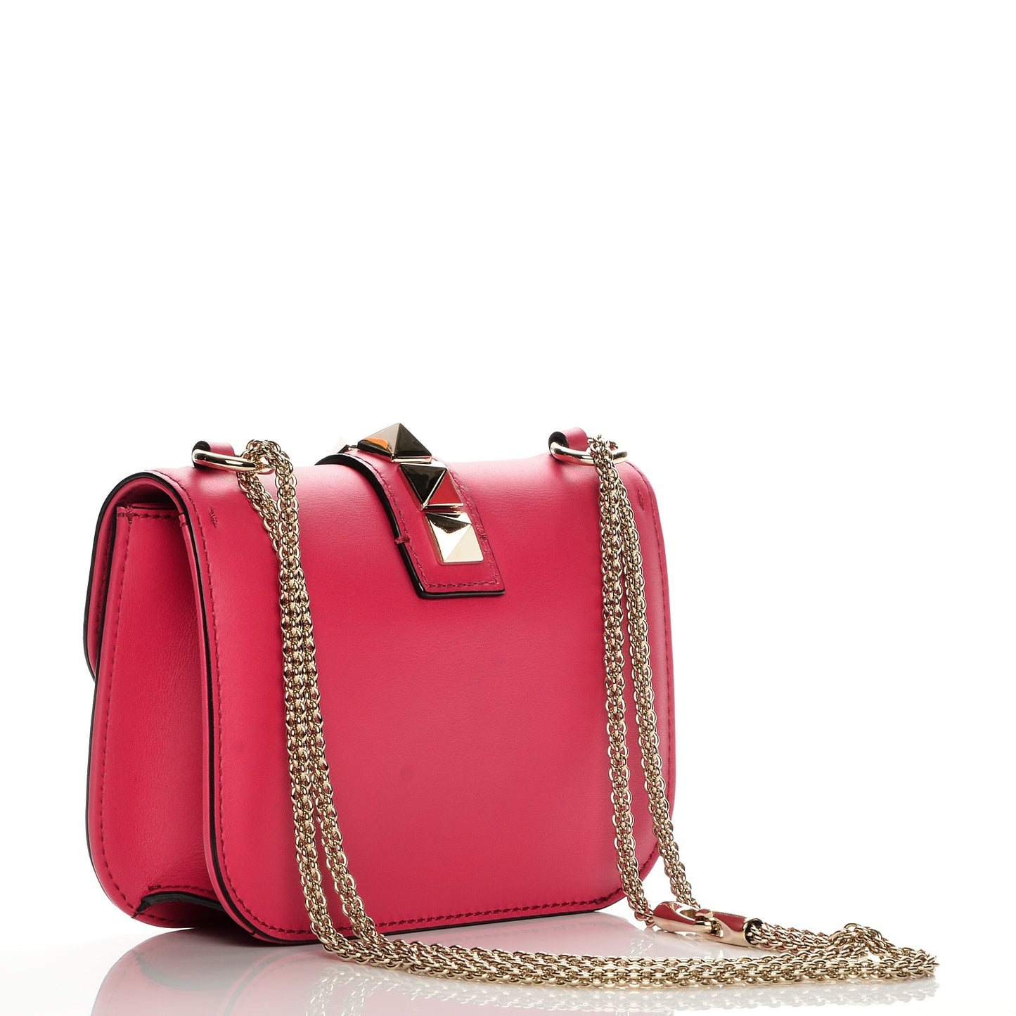Vitello Small Glam Lock Rockstud Flap Pink