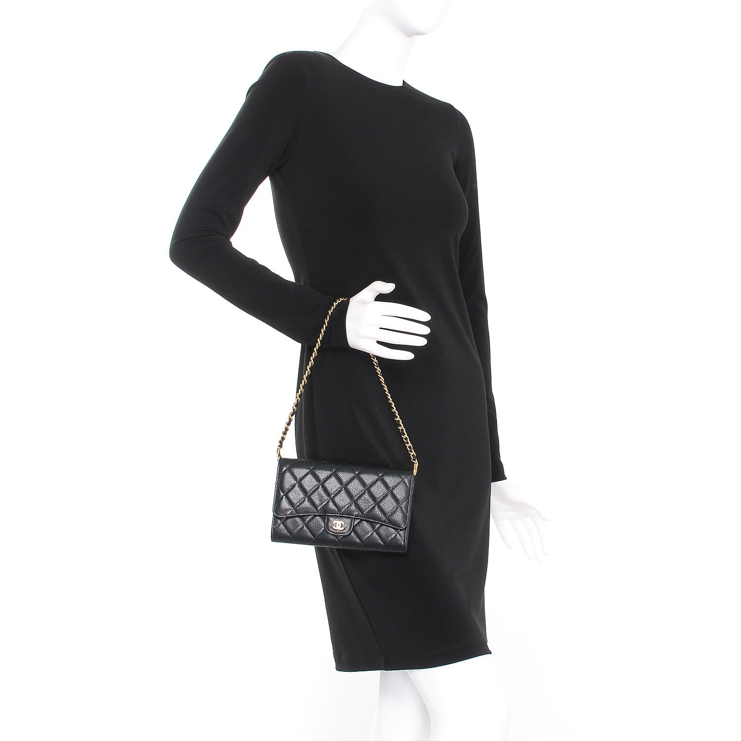 Chanel Caviar Quilted Wallet on Removable Chain Black 2 of 8