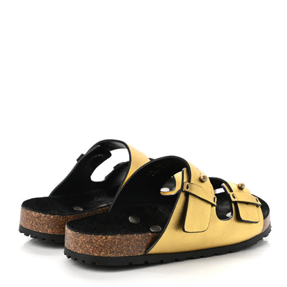 Saint Laurent Calfskin Metallic Jimmy Cross Slides 37.5 Gold 4 of 9