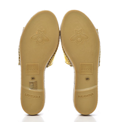 Gucci Metallic Nappa Matelasse GG Marmont Espadrille Slide Sandals 38.5 Oro 5 of 12