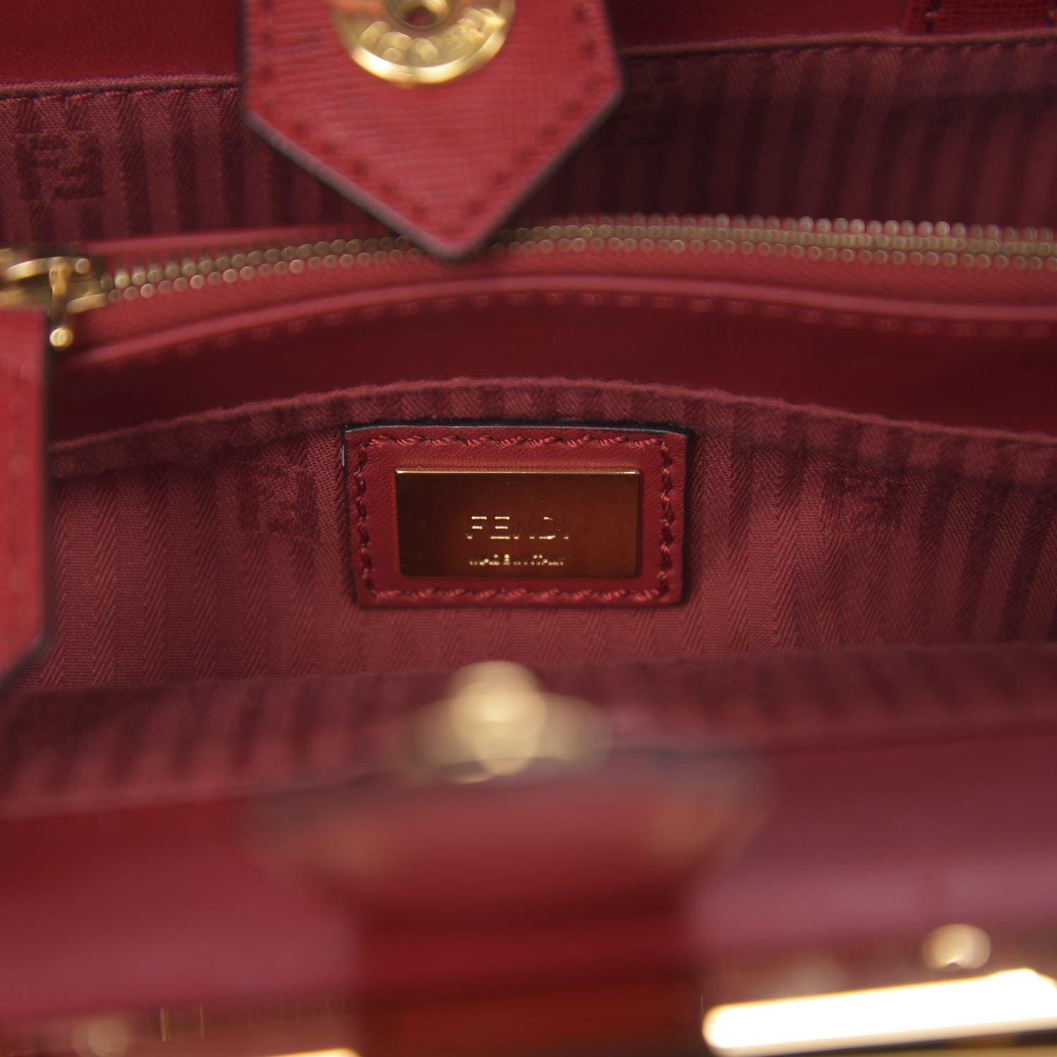 Fendi Vitello Elite Flamingo Petite 2Jours Tote Mattone 6 of 10