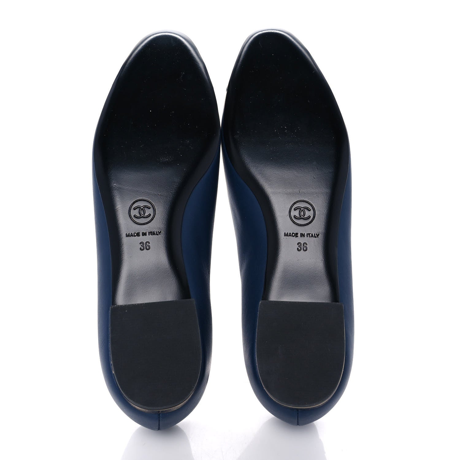 Chanel Crumpled Calfskin Cap Toe Ballerina Flats 36 Navy Black 5 of 9