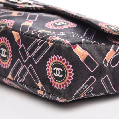 Chanel Satin Printed Lipstick Medium Single Flap Black 12 of 12