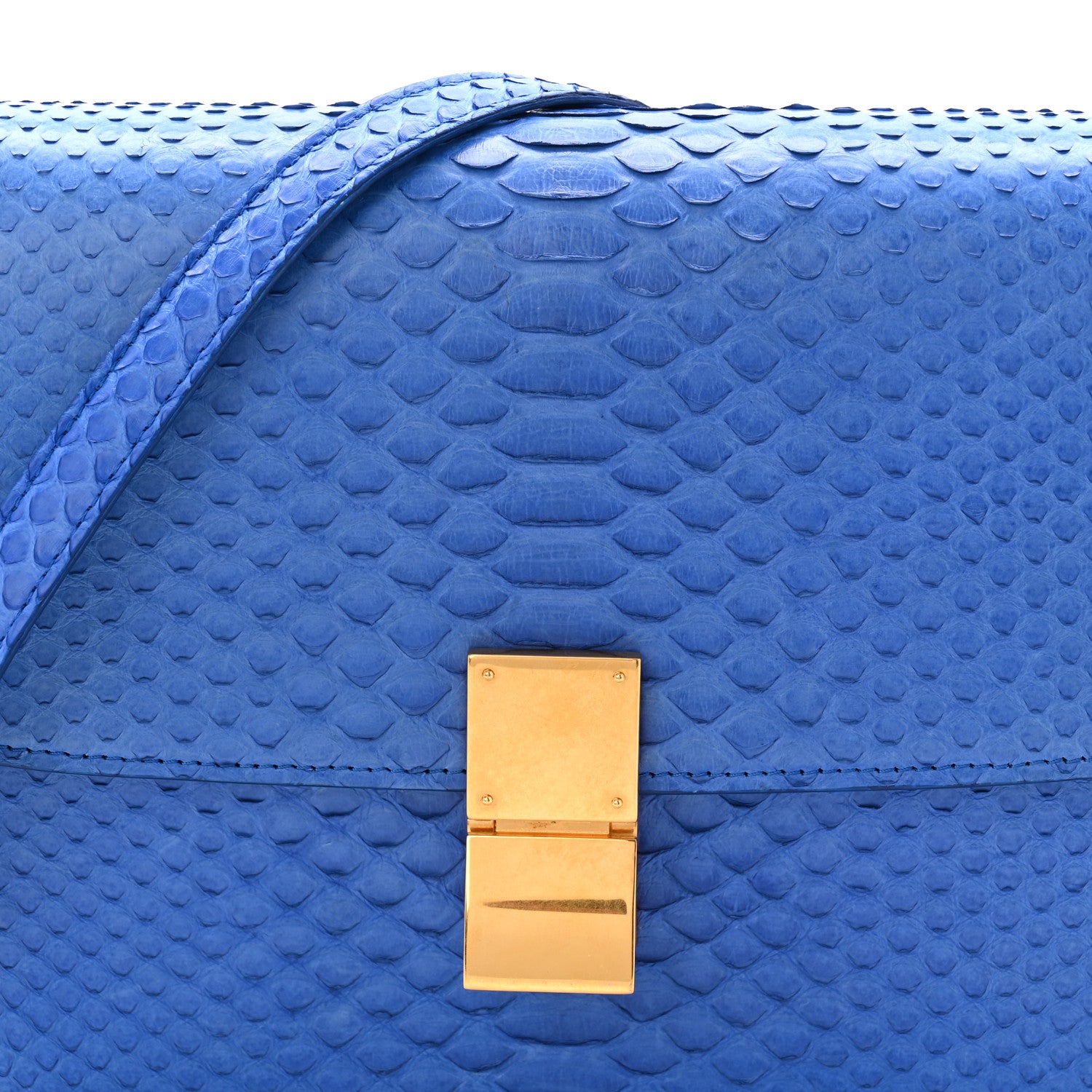 Celine Snakeskin Medium Classic Box Flap Blue 7 of 9