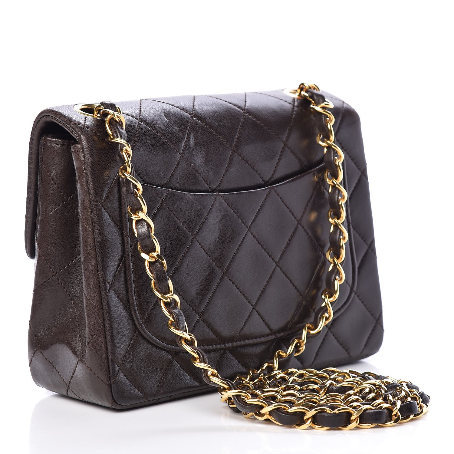 Chanel Lambskin Quilted Mini Square Flap Brown 3 of 16