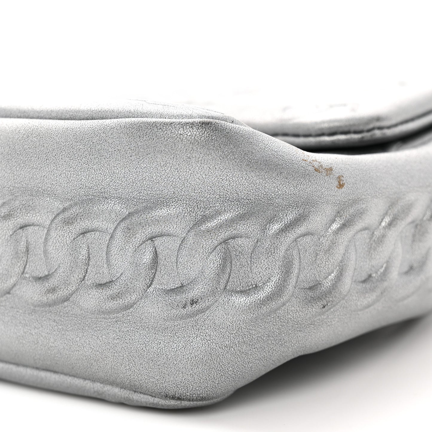 Metallic Lambskin Symbols Medium Single Flap Silver