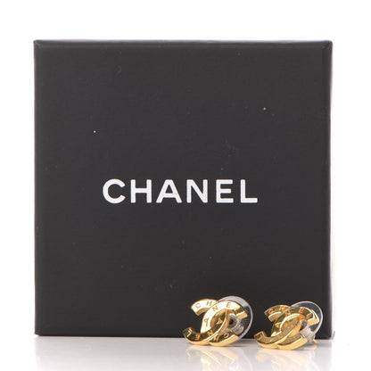 Chanel Metal CC Paris Button Stud Earrings Gold 5 of 5