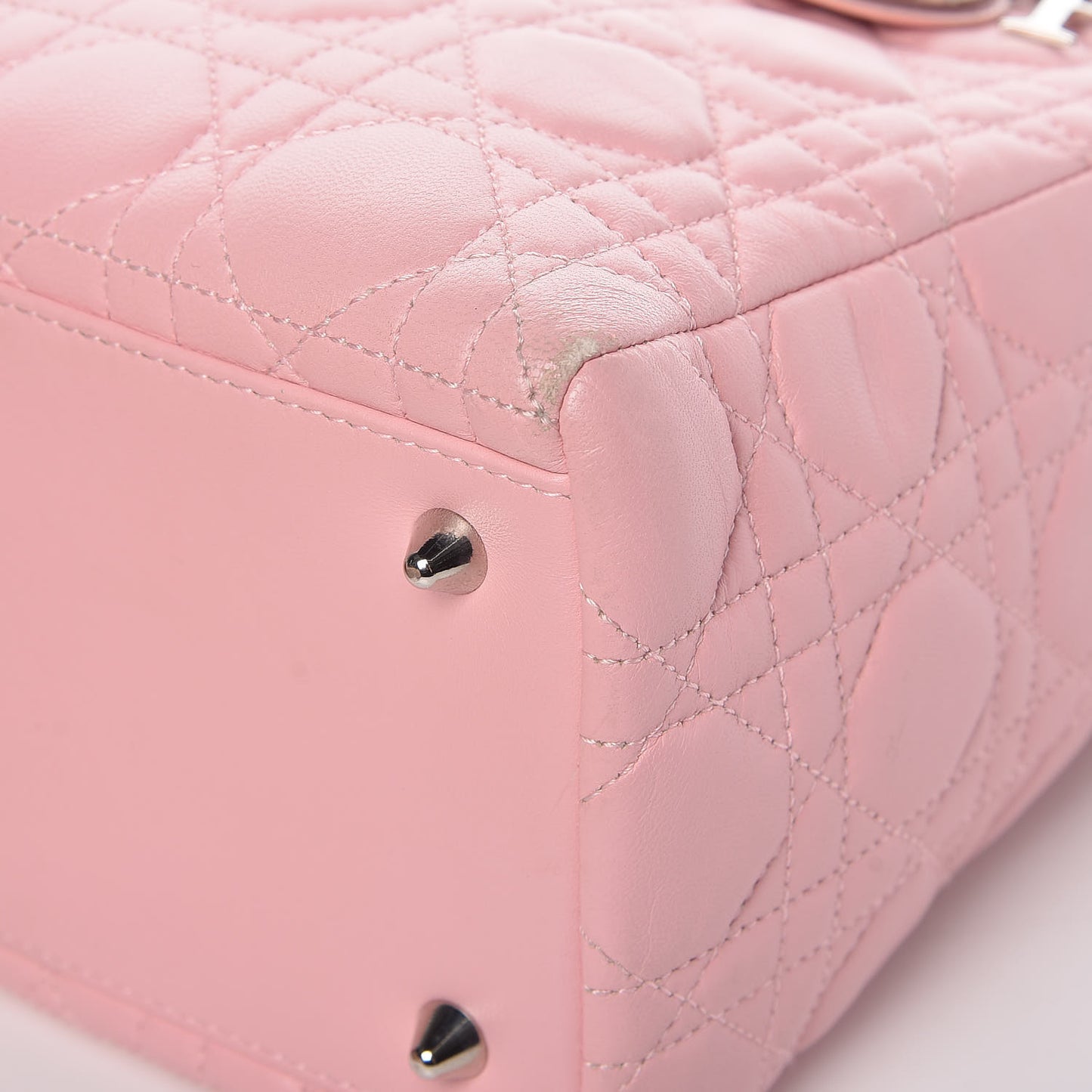 Lambskin Cannage Medium Lady Dior Rose Clair
