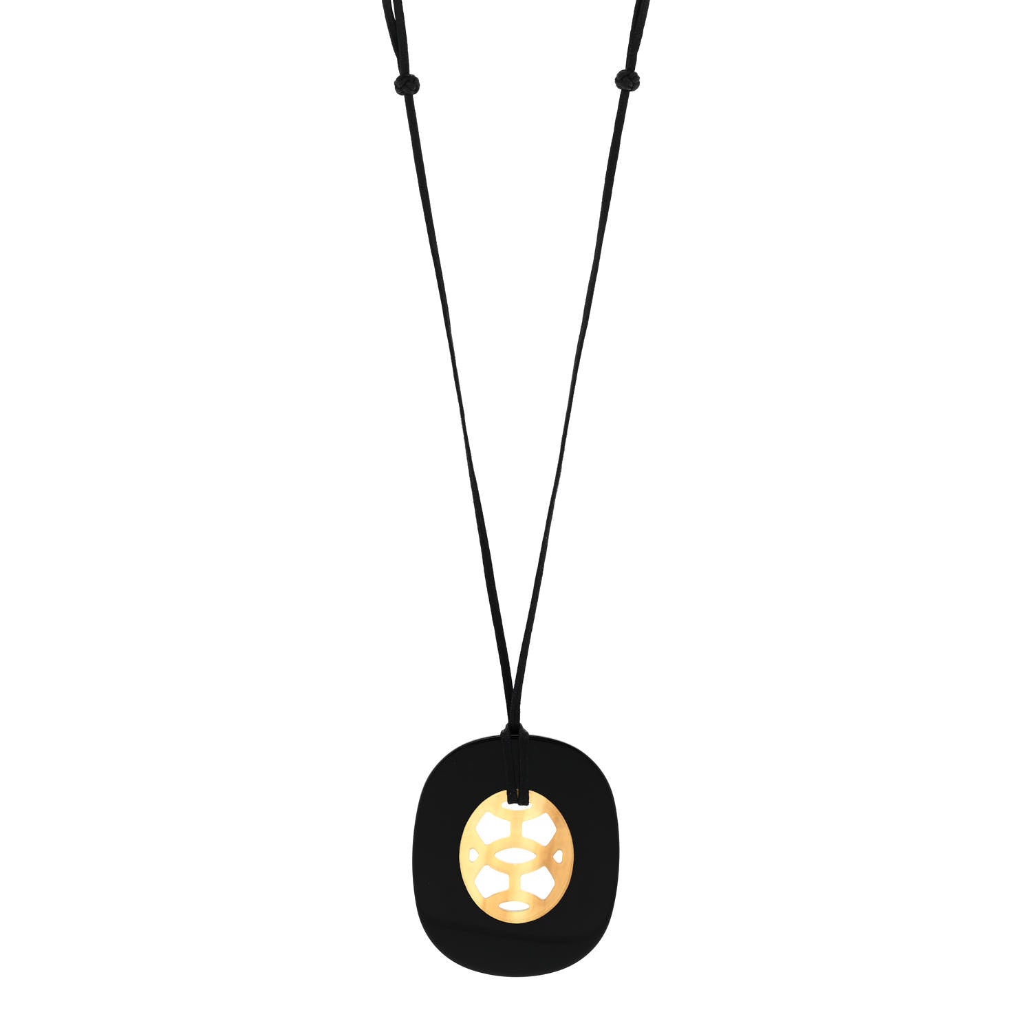 Hermes Buffalo Horn Lacquer Lift Necklace GM Black 1 of 6