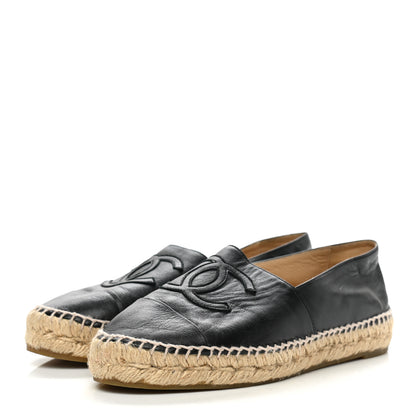 Chanel Lambskin CC Espadrilles 37 Black 3 of 9