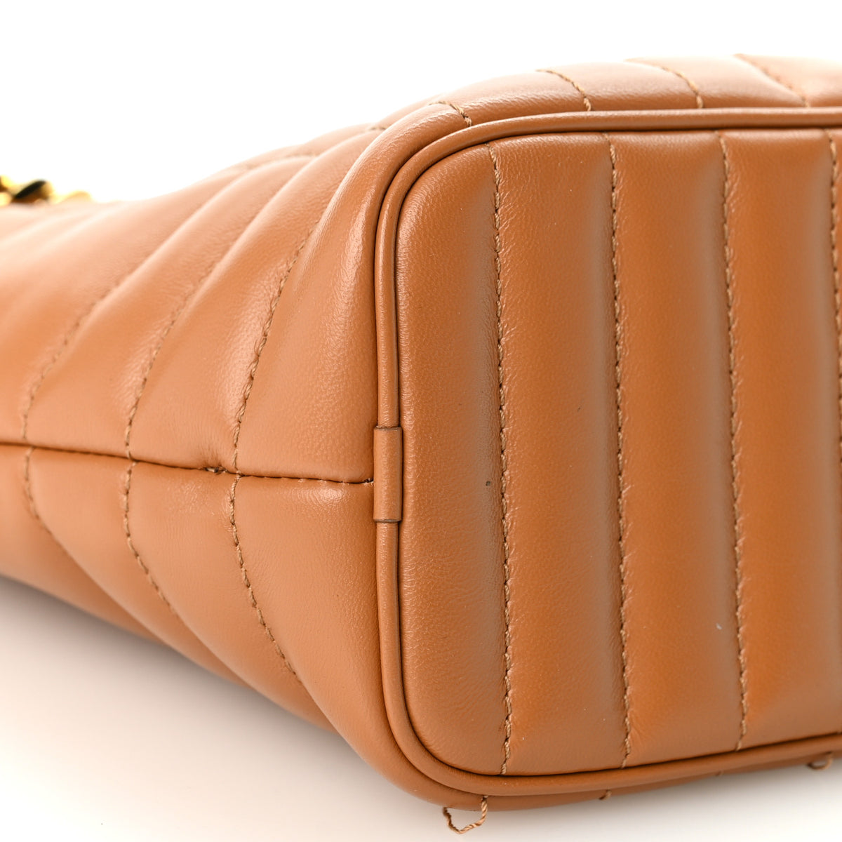 Lambskin Quilted Mini Lola Bucket Bag Maple Brown