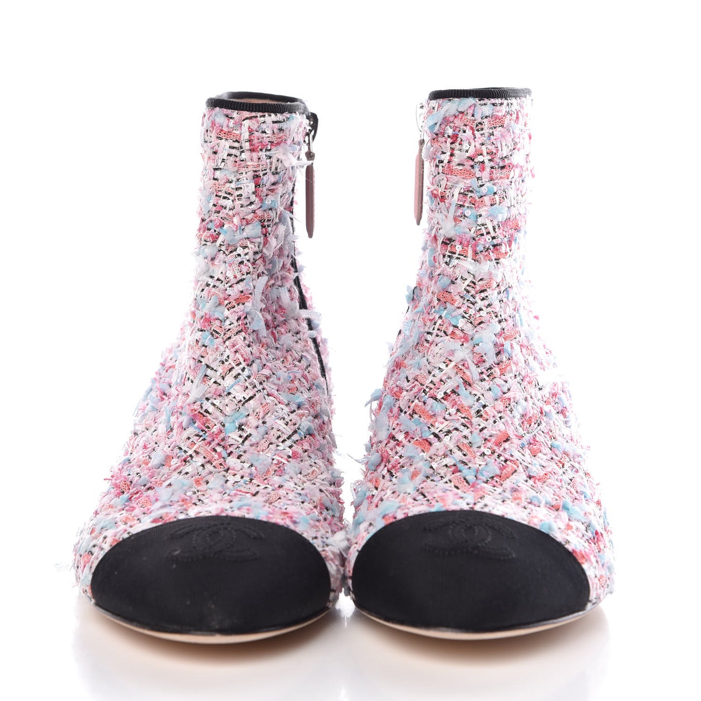 Tweed Cap Toe CC Short Boots 37.5 Pink
