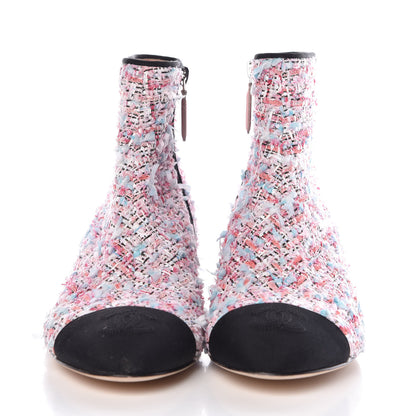 Chanel Tweed Cap Toe CC Short Boots 37.5 Pink 2 of 8