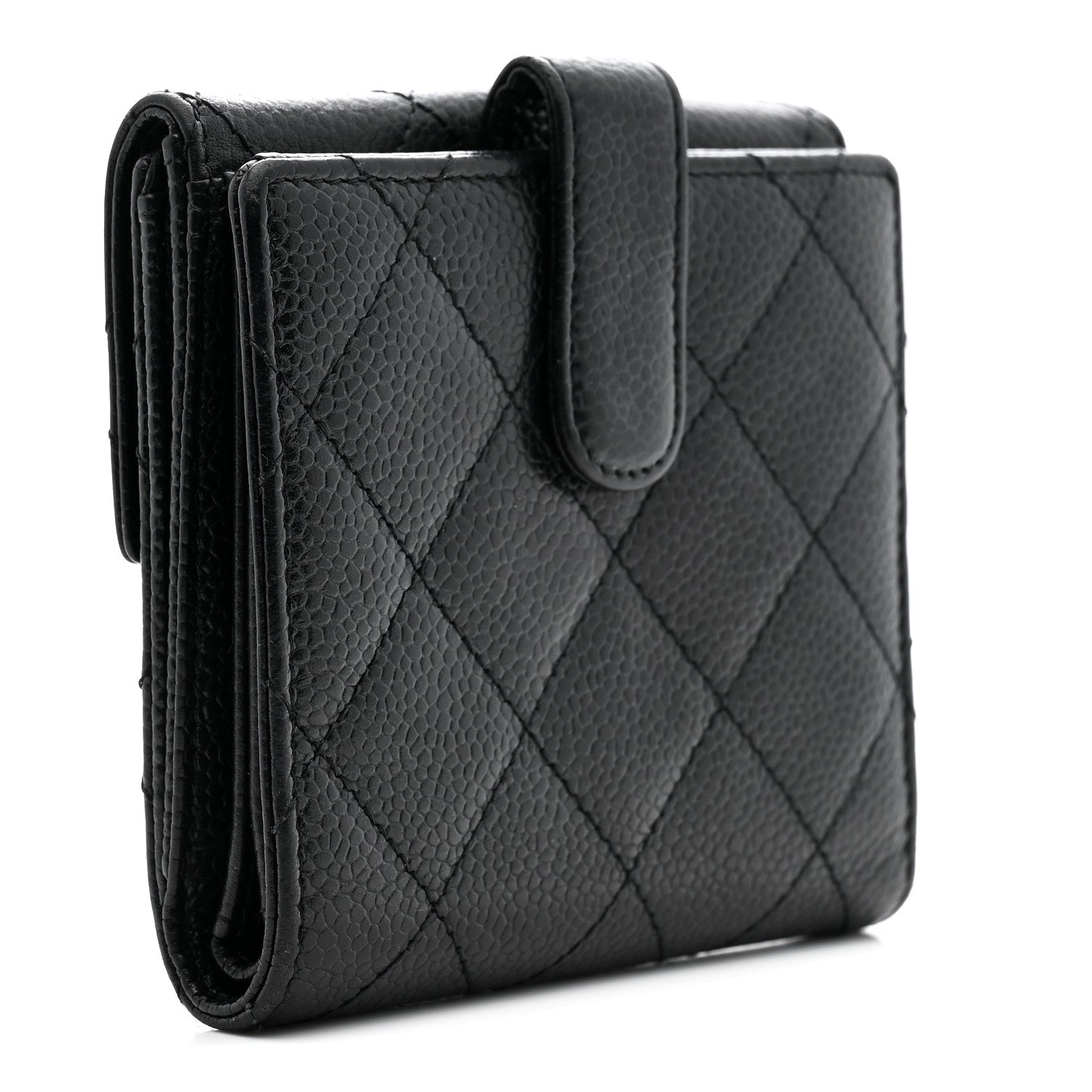 Chanel Caviar Quilted Compact French Flap Wallet Black 3 of 12