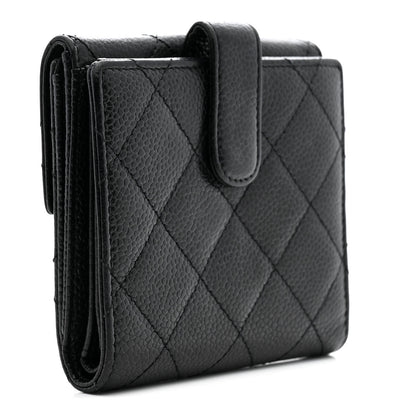 Chanel Caviar Quilted Compact French Flap Wallet Black 3 of 12