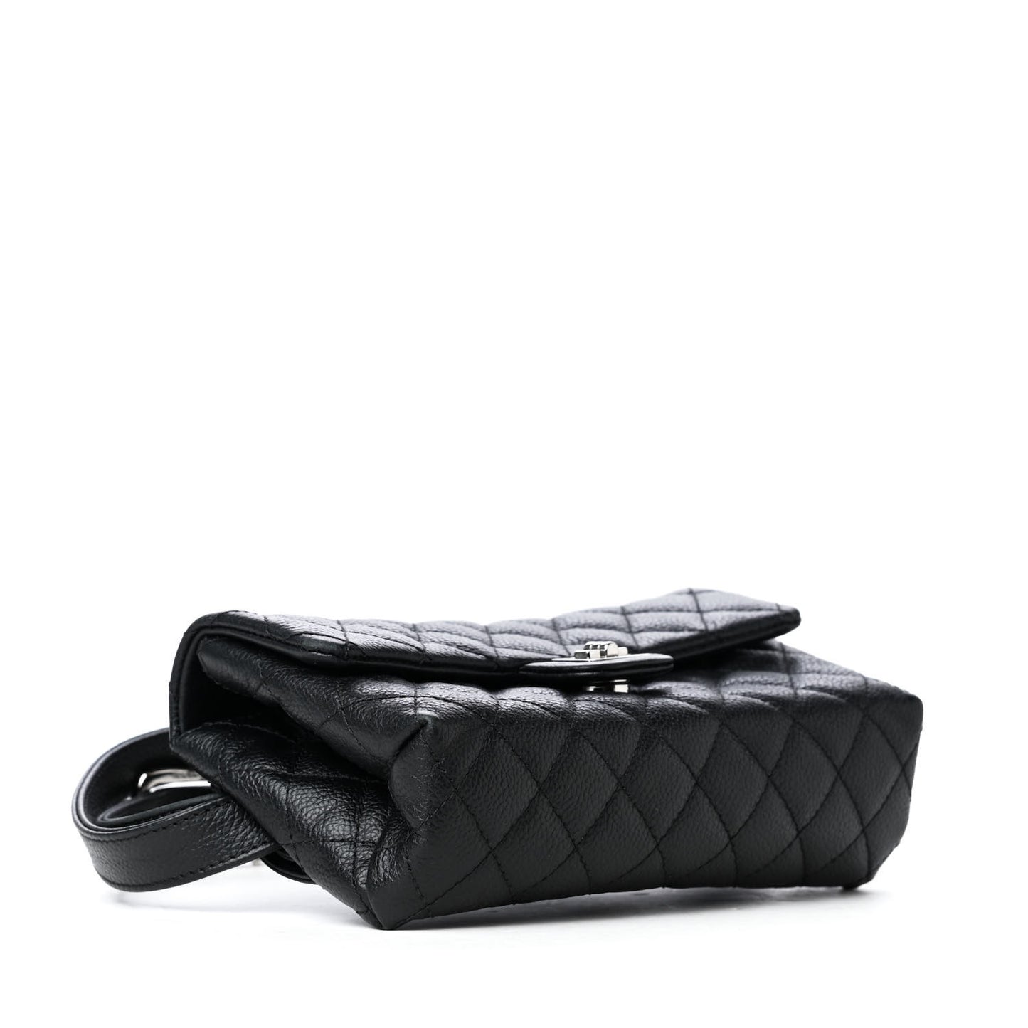 Grained Calfskin Quilted 2.55 Reissue Flap Belt Bag Clutch Black