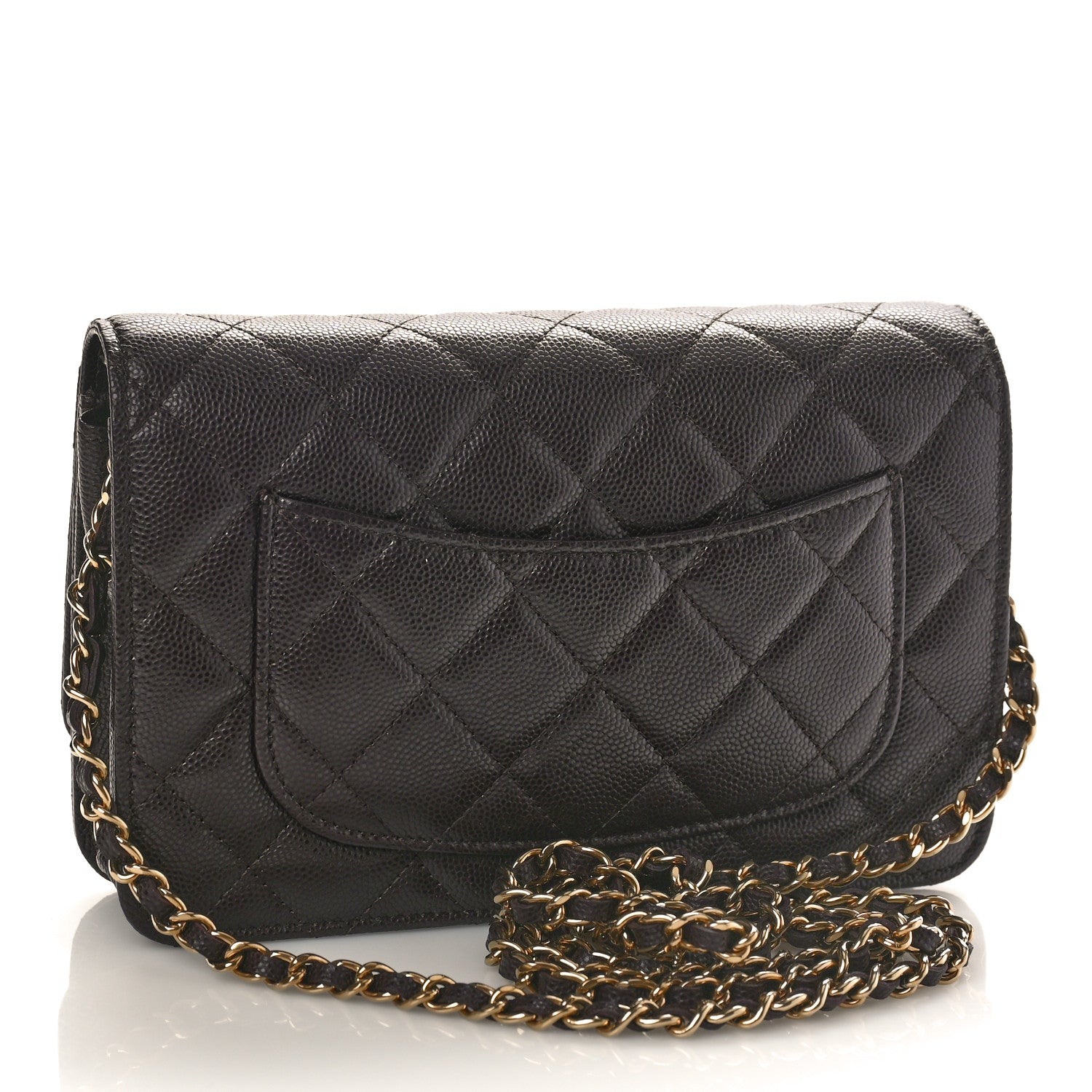Chanel Caviar Quilted Wallet on Chain WOC Dark Brown 3 of 9