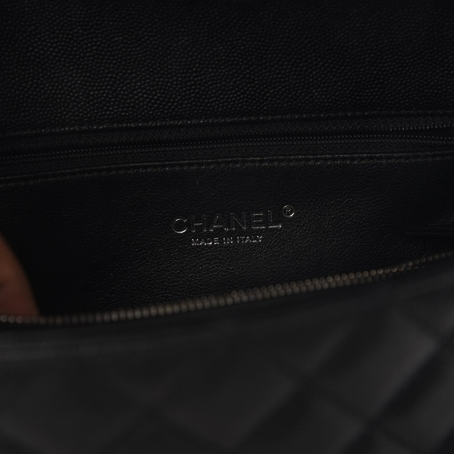 Caviar Lizard Quilted Small Coco Handle Flap Black