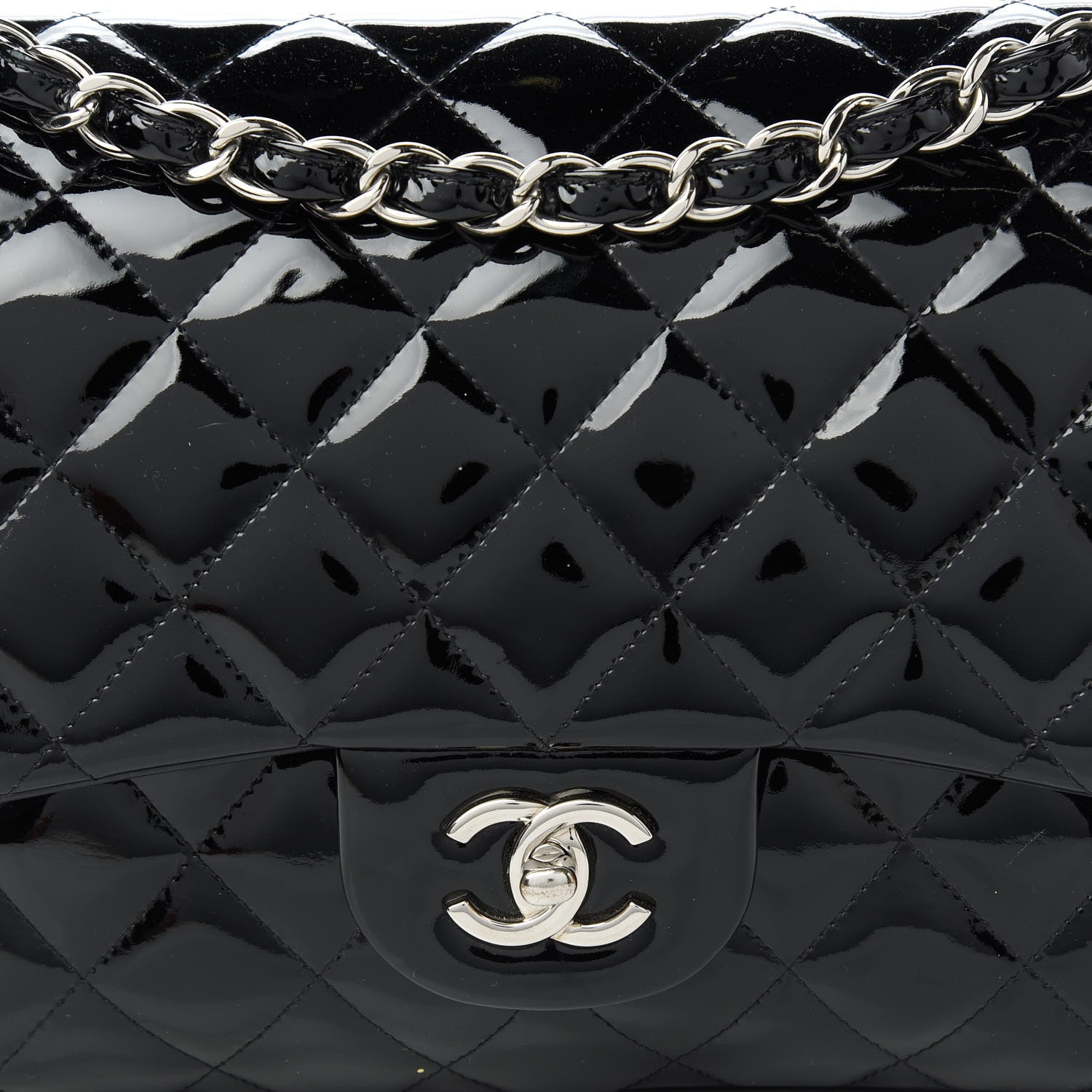 Chanel Patent Quilted Jumbo Double Flap Black 10 of 10