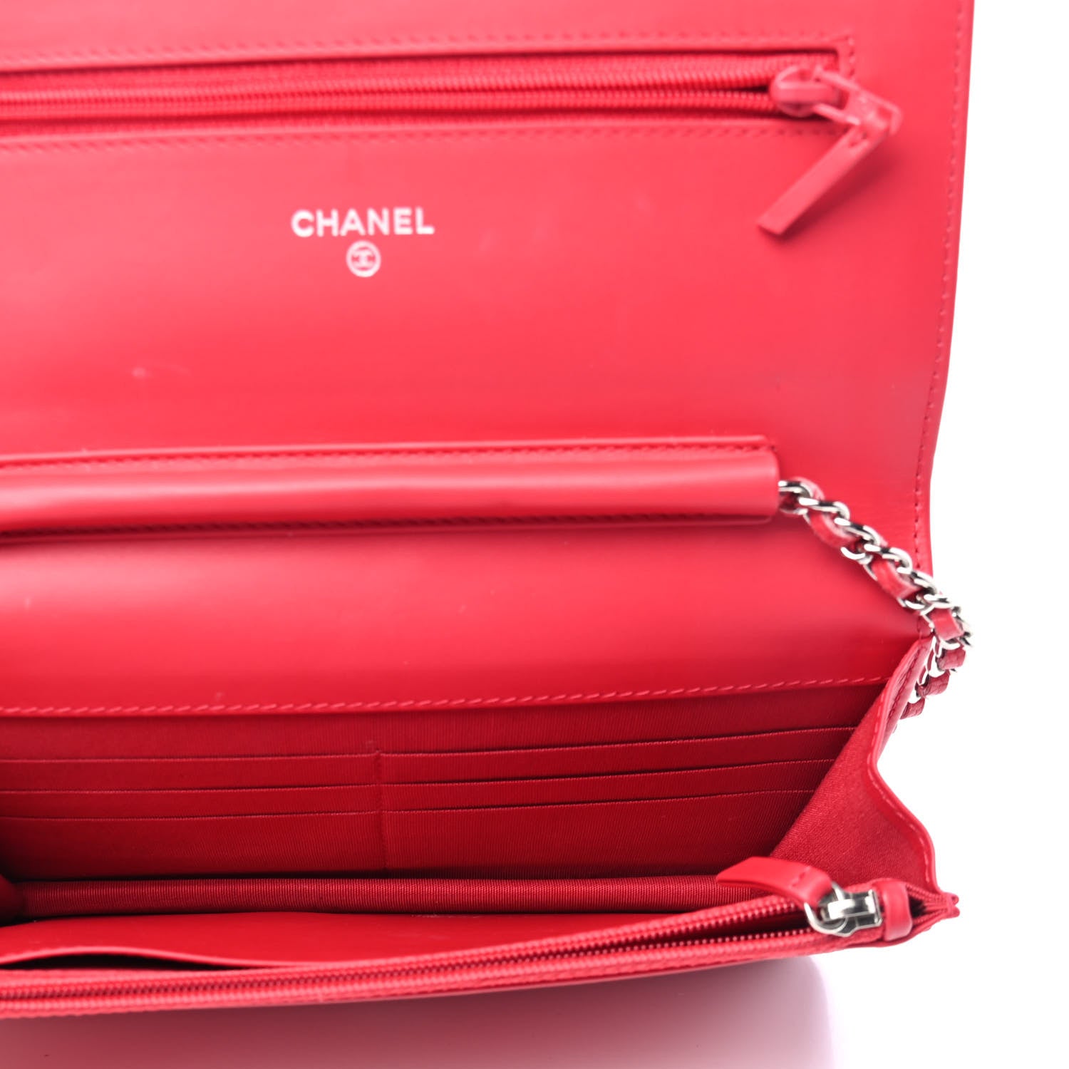 Chanel Caviar Timeless CC Wallet On Chain WOC Red 4 of 4