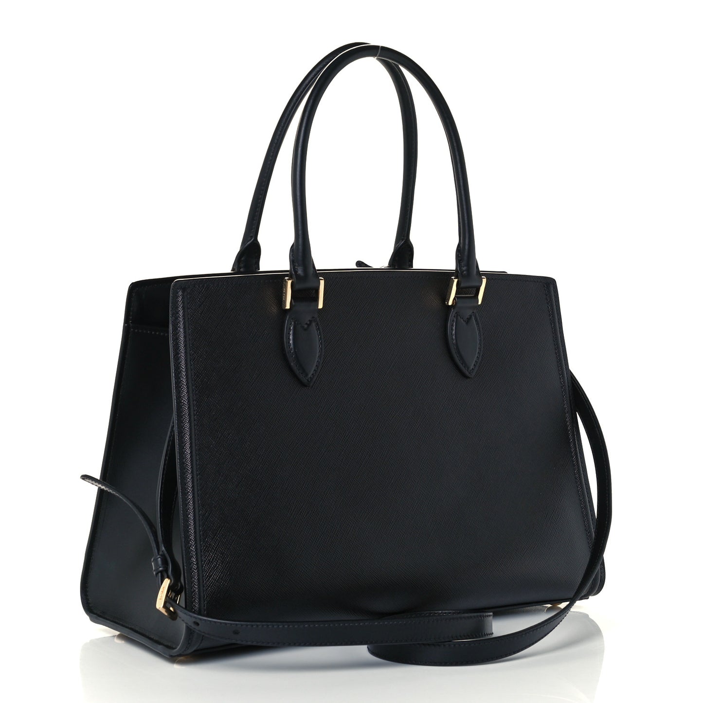 Saffiano Metal Top Handle Black