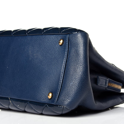 Chanel Patent Goatskin Quilted Small CC Eyelet Tote Blue 9 of 9