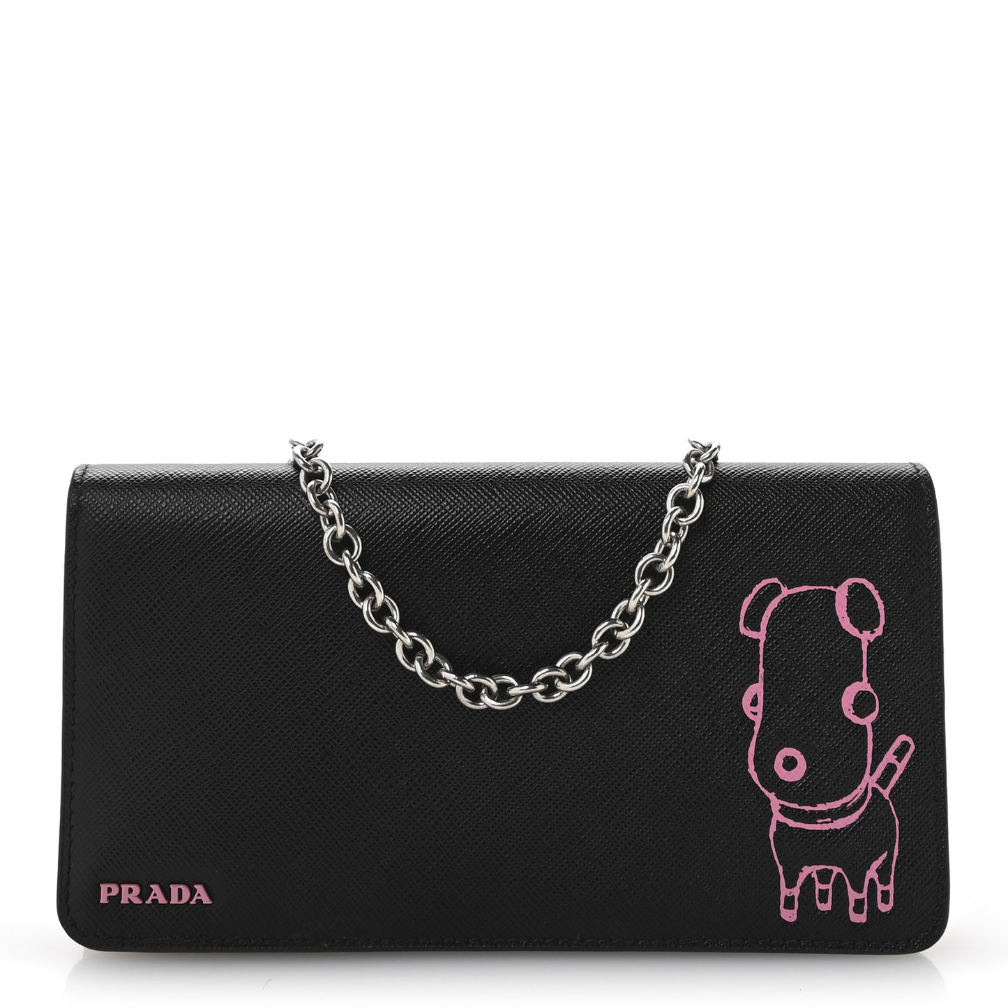 Saffiano Pradamalia Mini Chain Bag Black Begonia