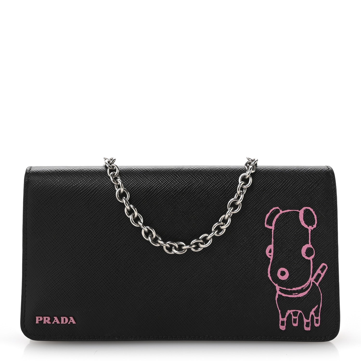 Prada Saffiano Pradamalia Mini Chain Bag Black Begonia 1 of 11