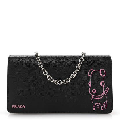 Prada Saffiano Pradamalia Mini Chain Bag Black Begonia 1 of 11