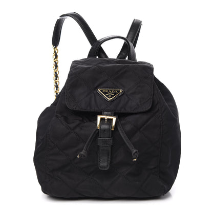 Prada Tessuto Nylon Vela Quilted Chain Backpack Black 1 of 9