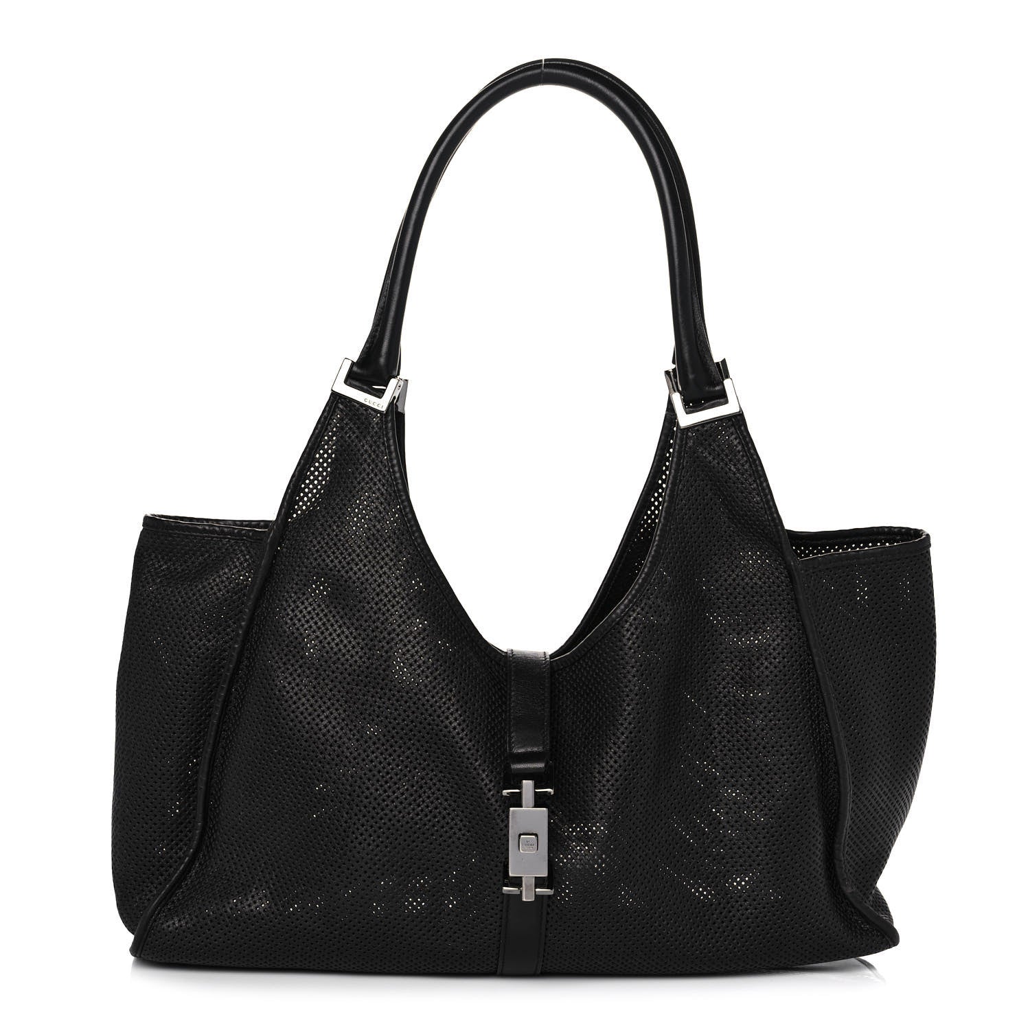 Gucci Perforated Calfskin Jackie O Hobo Black 3 of 14