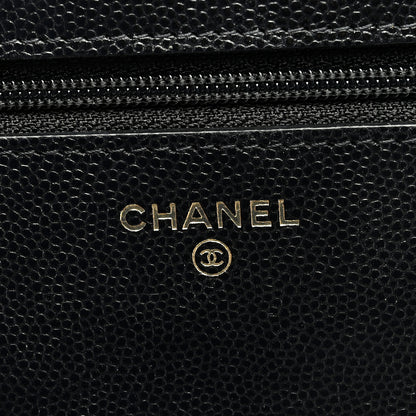 Chanel Caviar Quilted French New Wave Chain CC Wallet On Chain WOC Black 6 of 11
