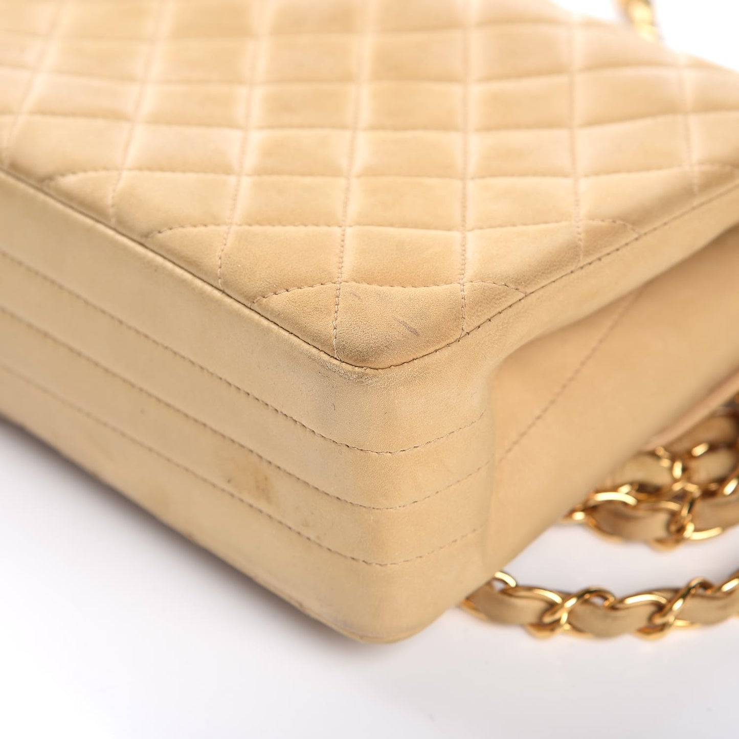 Lambskin Quilted Small Single Flap Beige