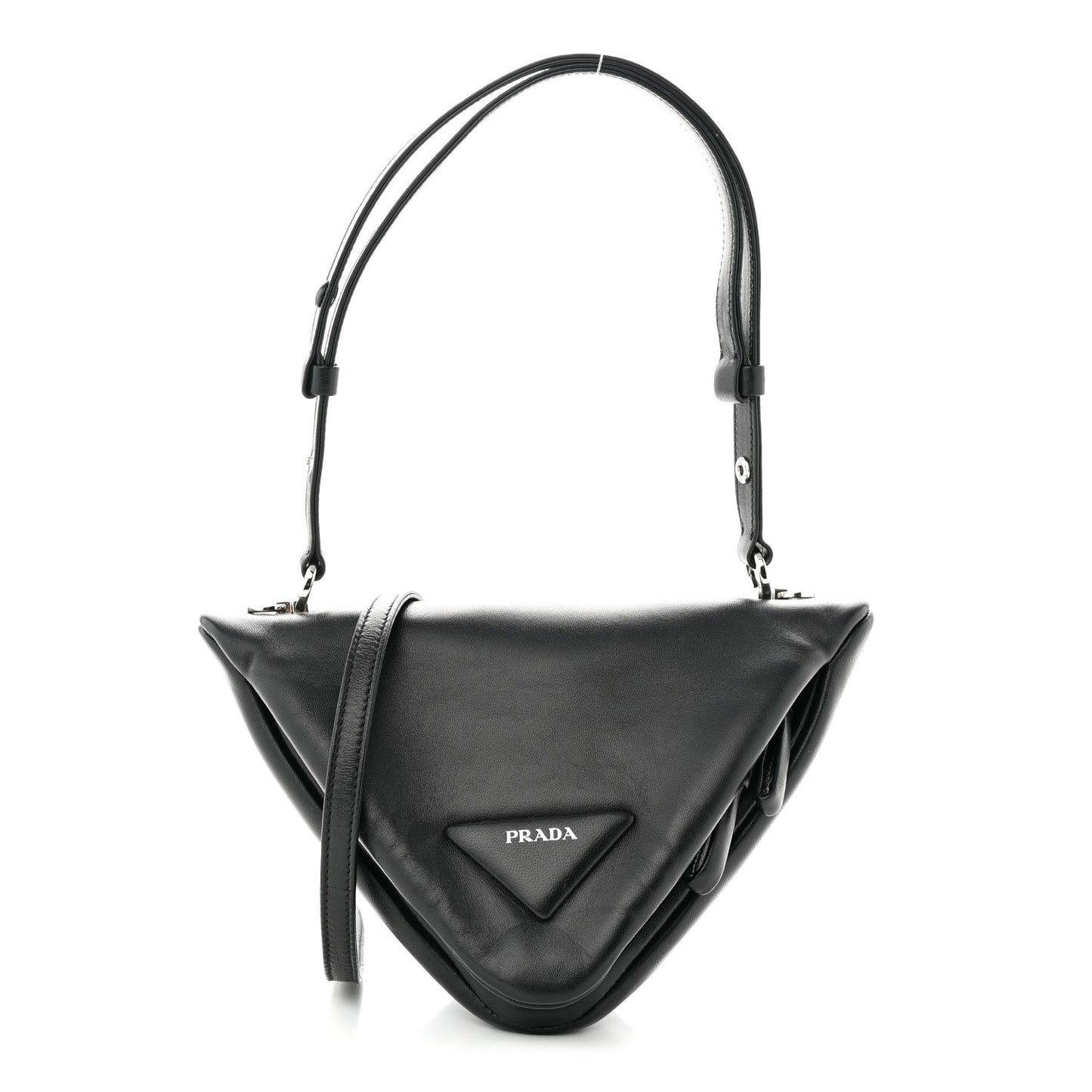 Nappa Padded Signaux Triangle Crossbody Black