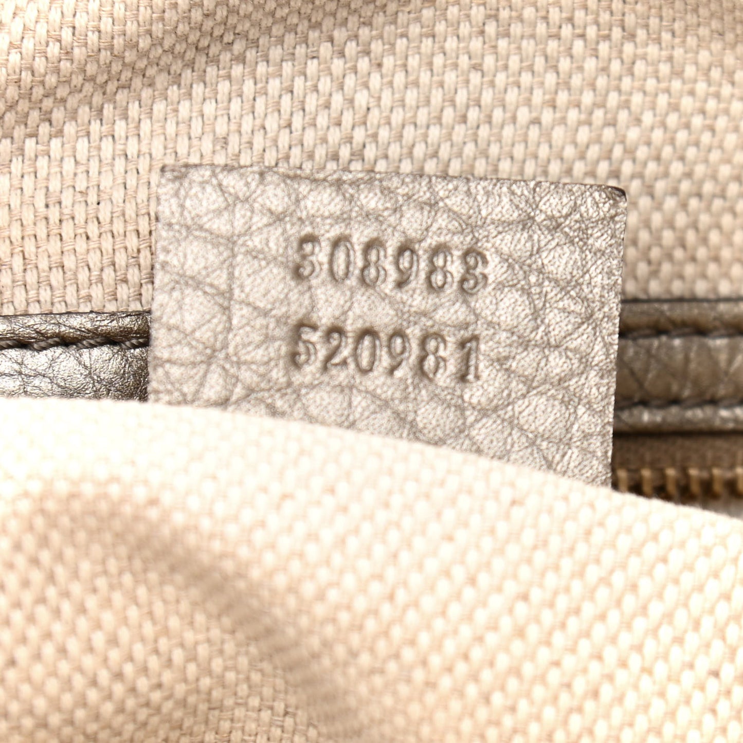 Metallic Pebbled Calfskin Small Soho Bowler Golden Beige