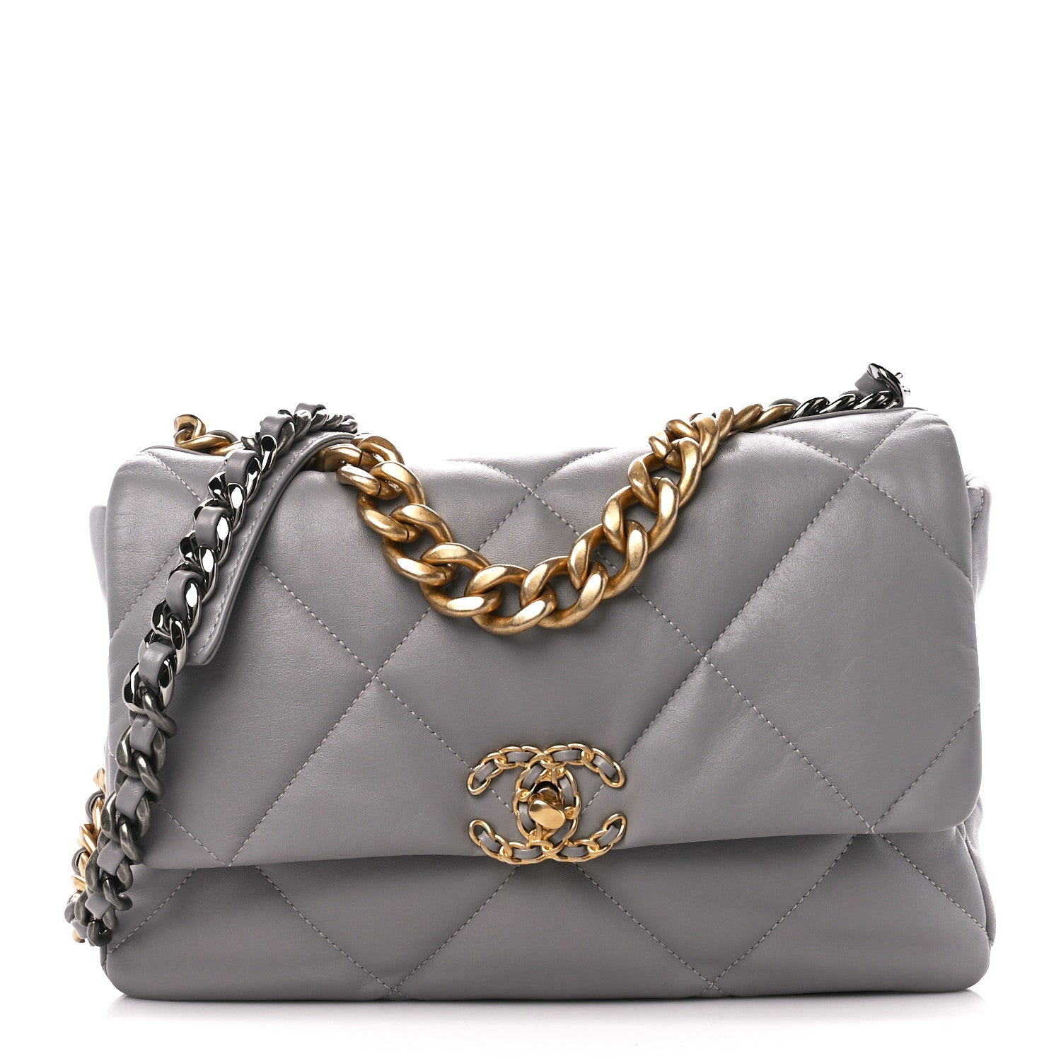 Chanel Lambskin Quilted Large Chanel 19 Flap Grey 1 of 12