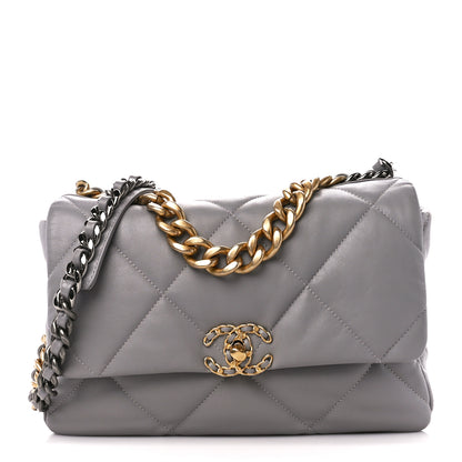 Chanel Lambskin Quilted Large Chanel 19 Flap Grey 1 of 12